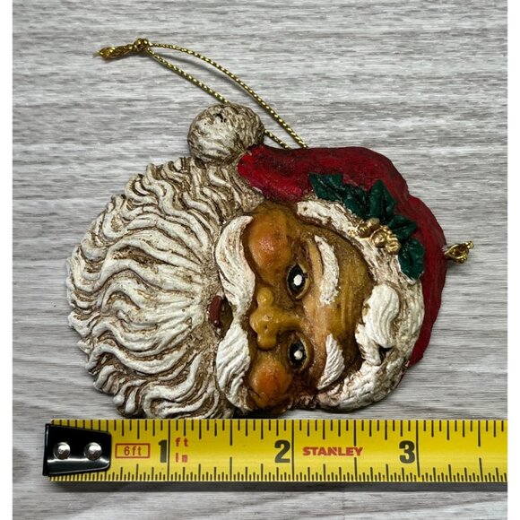 Vintage Santa Claus Face Christmas Tree Ornament Rustic Folk Art Old St Nick - Picture 3 of 6